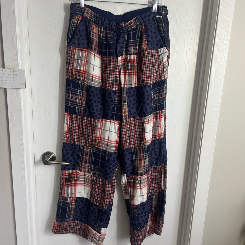 Aerie Plaid Patchwork Pajama Pants - Red, Blue, White